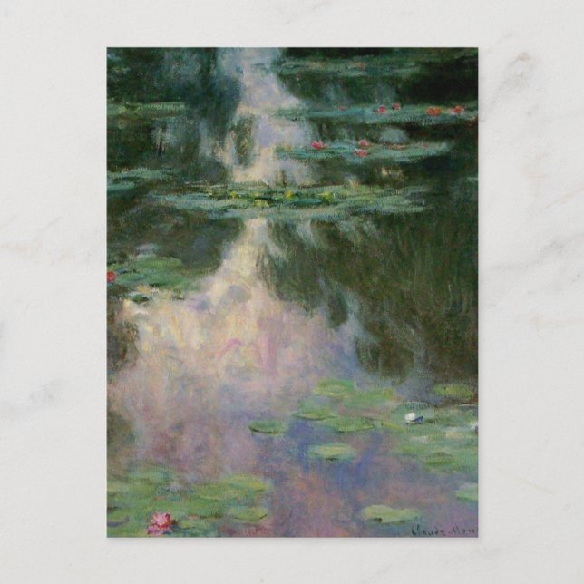 WATER LILIES IN PINK GREEN POND by Claude Monet Postcard (Front)