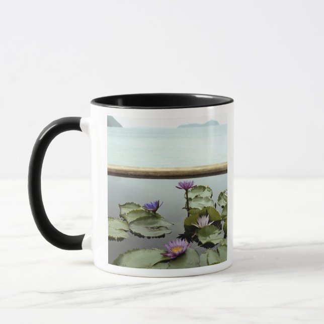 Water lilies in pond by ocean mug (Left)
