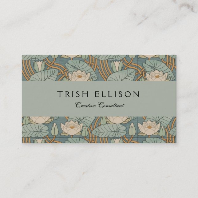 Water Lilies Lily Art Nouveau Nature Business Card (Front)