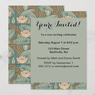 Water Lilies Lily Art Nouveau Nature Invitation