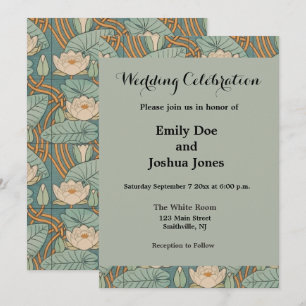 Water Lilies Lily Art Nouveau Nature Invitation