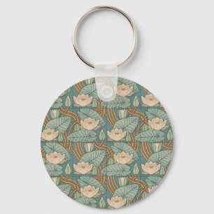 Water Lilies Lily Art Nouveau Nature Key Ring