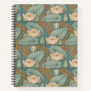 Water Lilies Lily Art Nouveau Nature Notebook