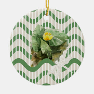 Water lilies pattern ceramic tree decoration