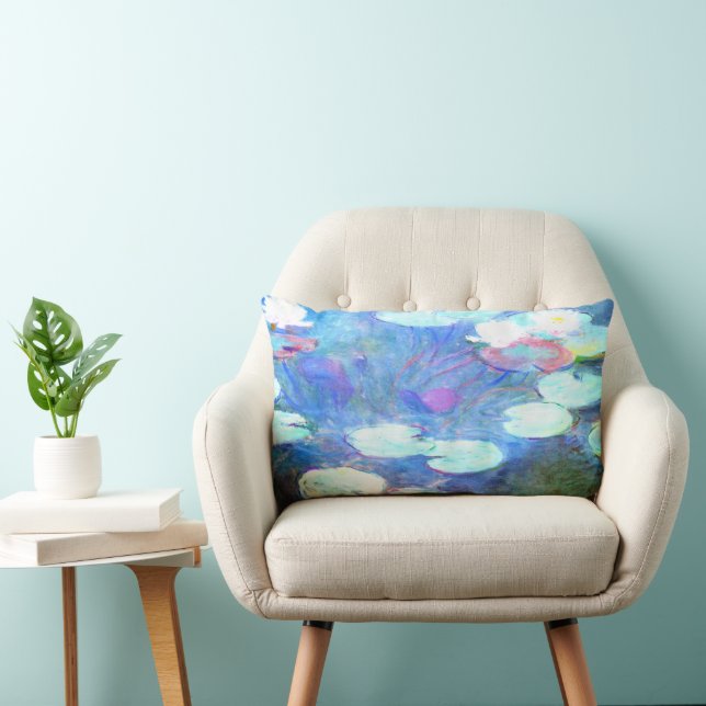Water Lilies, Pink, painting by Claude Monet Lumbar Cushion (Chair)
