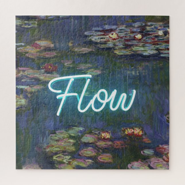Water Lilies Remix – Neon “FLOW” Wall Art & Gifts Jigsaw Puzzle (Vertical)