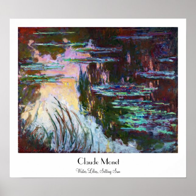 Water Lilies, Setting Sun Claude Monet Poster (Front)