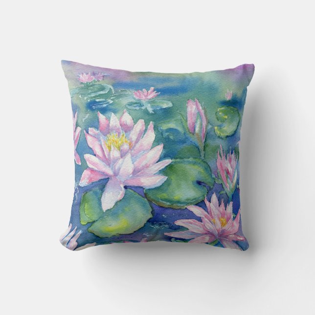 "Water Lilies" Throw Pillow (Front)