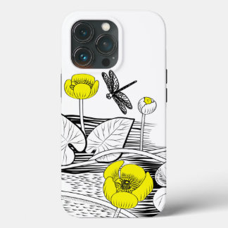  Water-lilies yellow graphic iPhone 13 Pro Case