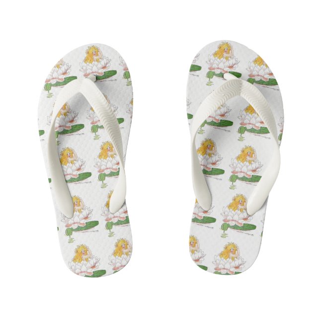 Water Lilly Cute Flower Child Floral Funny Girl Kid's Jandals (Footbed)