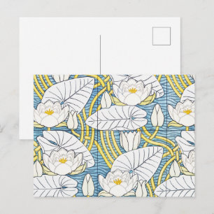 Water Lily Art Nouveau Floral Postcard