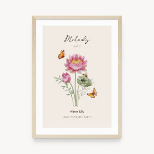 Water Lily Birth Month Flower Poster