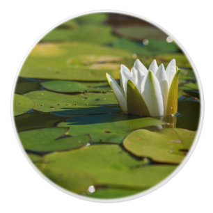 Water Lily Blossom Ceramic Knob