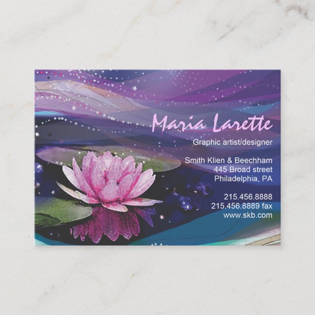 Water Lily Business Card Art designer (Front)