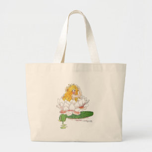 Water Lily Cute Flower Child Floral Fairy Girl Large Tote Bag