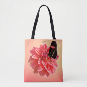 "Water Lily" Dahlia with Butterfly Shoulder Tote