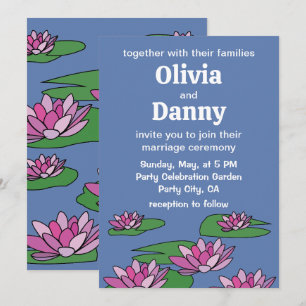 Water Lily Floral Flowers Nature Botanical Wedding Invitation