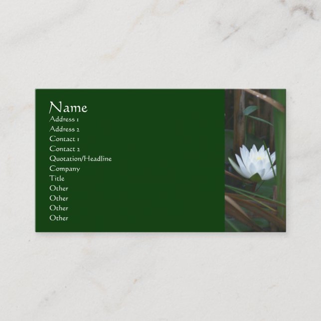 Water Lily Lotus Flower Business Card (Front)