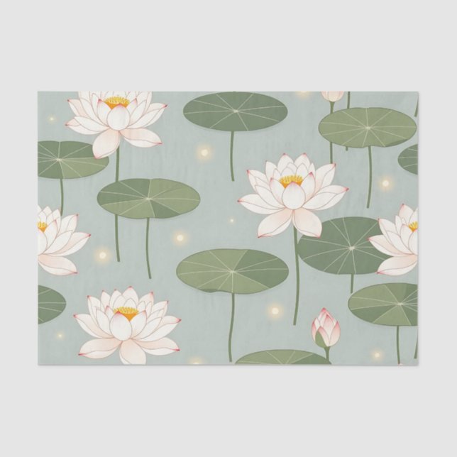 Water Lily Lotus Pond Pattern Tissue Paper (Front)