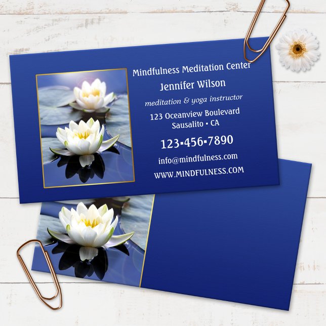 Water Lily Mindfulness Meditation Yoga Business Card (Creator Uploaded)