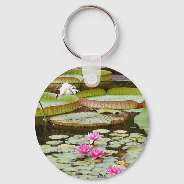 Water Lily Pads Ponds Key Ring (Front)