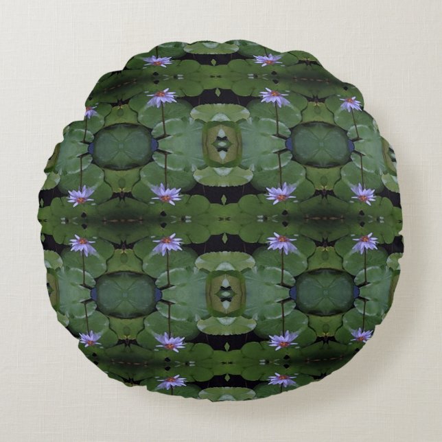 Water Lily Pattern Round Cushion (Front)