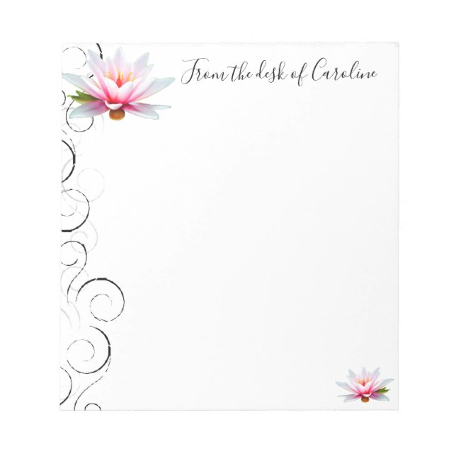 Water Lily Personalised Notepad (Front)