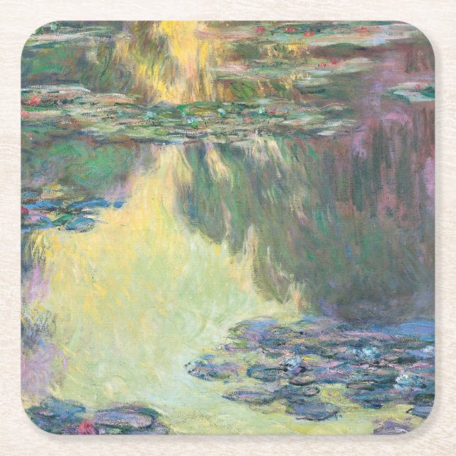 Water Lily Pond, Monet Square Paper Coaster (Front)