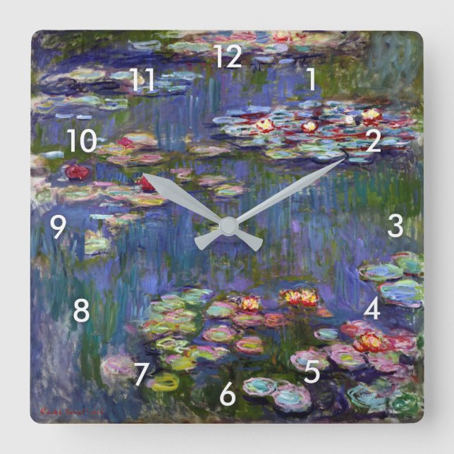 Water Lily Pond, Monet Square Wall Clock (Front)
