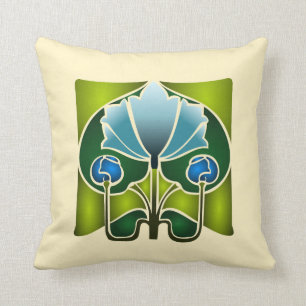 Water Lily Stencil Pillow