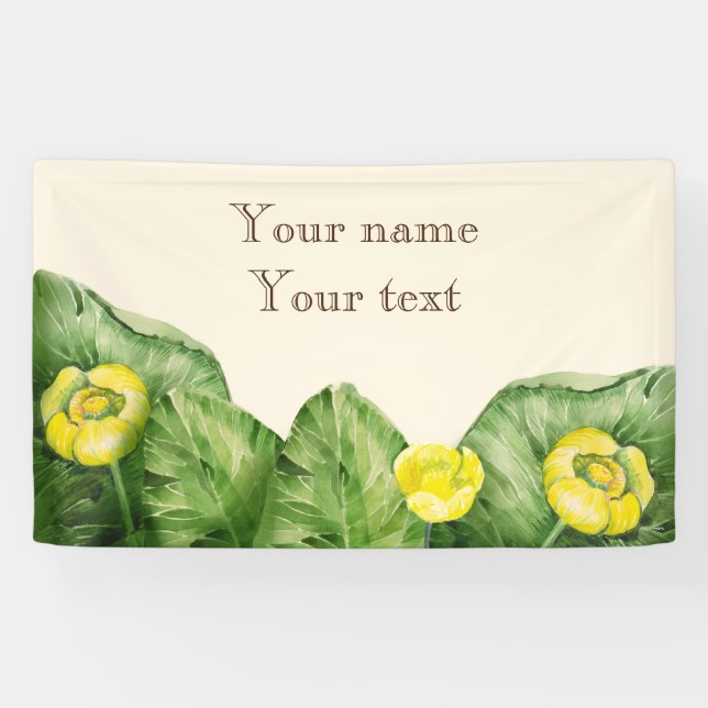 water-lily watercolor banner (Horizontal)