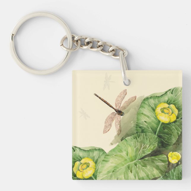 water-lily watercolor key ring (Front)
