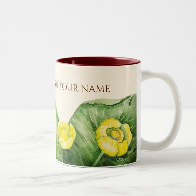 water-lily watercolor Two-Tone coffee mug (Right)