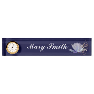 Water Lily with Decorative Swirls Nameplate