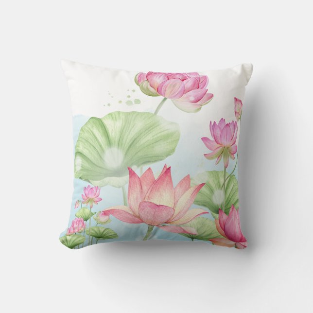 Water Lotus Square Pillow (Front)