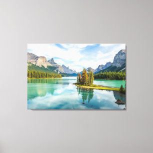 Water Maligne Lake, Jasper National Park, Canada Canvas Print