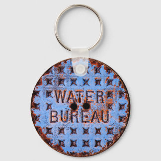 Water Manhole Cover. Rustic. California Key Ring