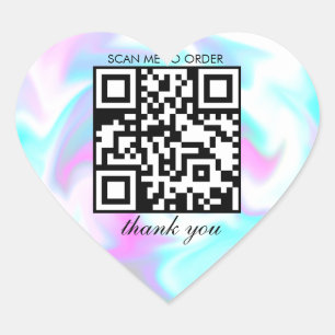 Water Marble Thank You QR Code Boutique Business  Heart Sticker