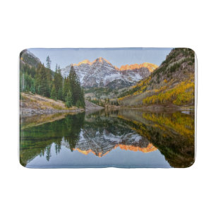 Water Maroon Bells Lake Aspen Trees Bath Mat