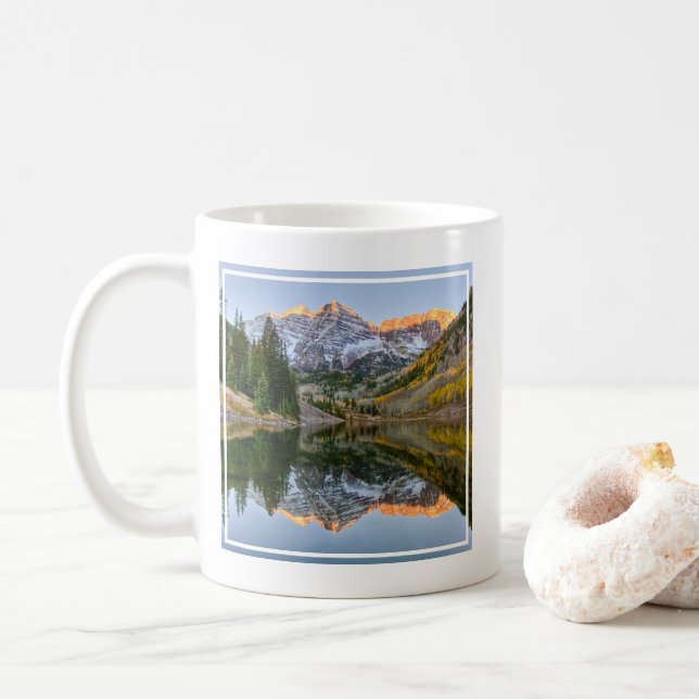 Water | Maroon Bells Lake Aspen Trees Coffee Mug (With Donut)