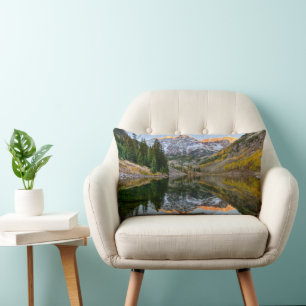 Water   Maroon Bells Lake Aspen Trees Lumbar Cushion