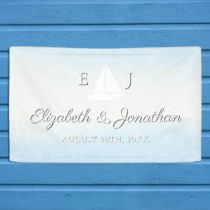 Water Meets Sky Watercolor Wedding Banner