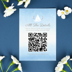 Water Meets Sky Watercolor Wedding Details Enclosure Card