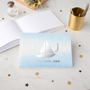 Water Meets Sky Watercolor Wedding Guest Book