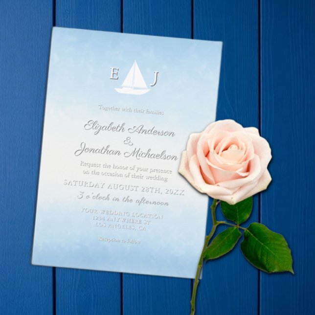 Water Meets Sky Watercolor Wedding Invitation (Creator Uploaded)