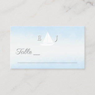 Water Meets Sky Watercolor Wedding Place Card