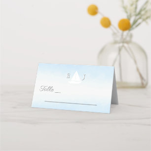 Water Meets Sky Watercolor Wedding Place Card