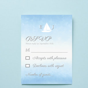 Water Meets Sky Watercolor Wedding RSVP Card