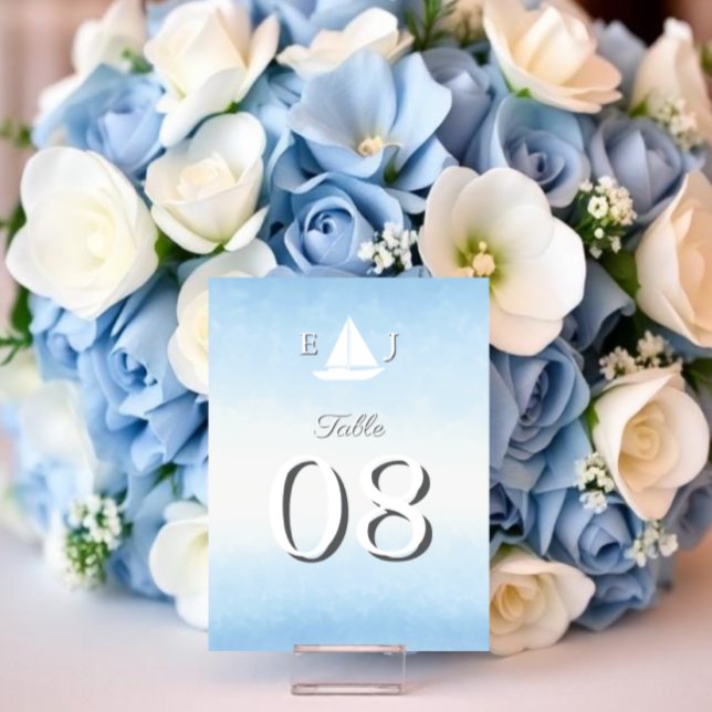 Water Meets Sky Watercolor Wedding Table Number (Creator Uploaded)