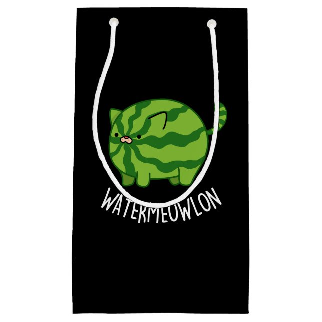 Water-meow-lon Funny Watermelon Cat Pun Dark BG Small Gift Bag (Front)
